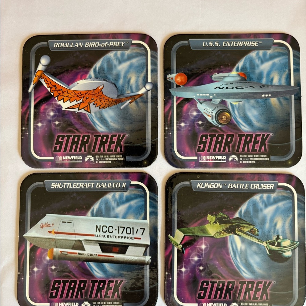 Star Trek Collectible Coasters - Set of 16 Ship Art Designs vintage 1990’s